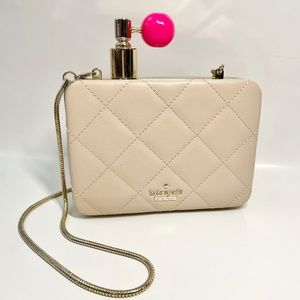 Kate Spade On Pointe Perfume Bottle Clutch Leather with Gold Chain